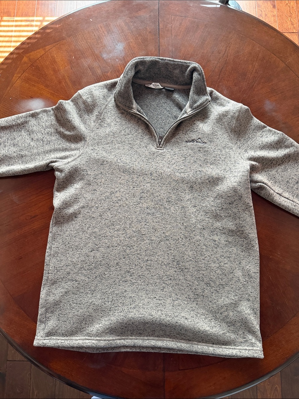 Eddie Bauer Heather Gray Zip-Neck Fleece Pullover